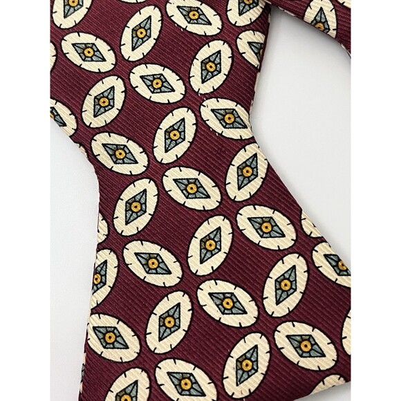 Brooks Brothers All Silk Bow Tie Red, Cream And Green Paisley Repp Made In USA - Picture 4 of 10